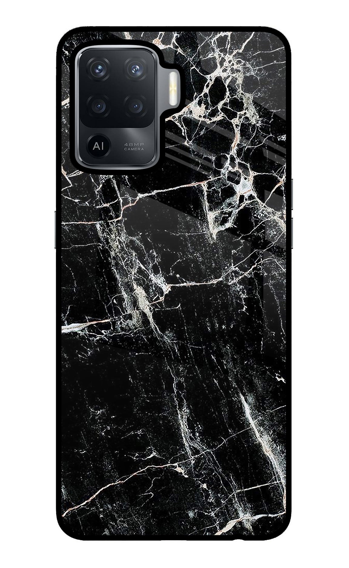 Black Marble Texture Oppo F19 Pro Glass Case