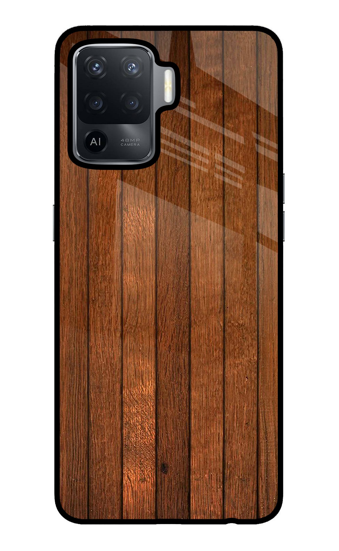 Wooden Artwork Bands Oppo F19 Pro Glass Case