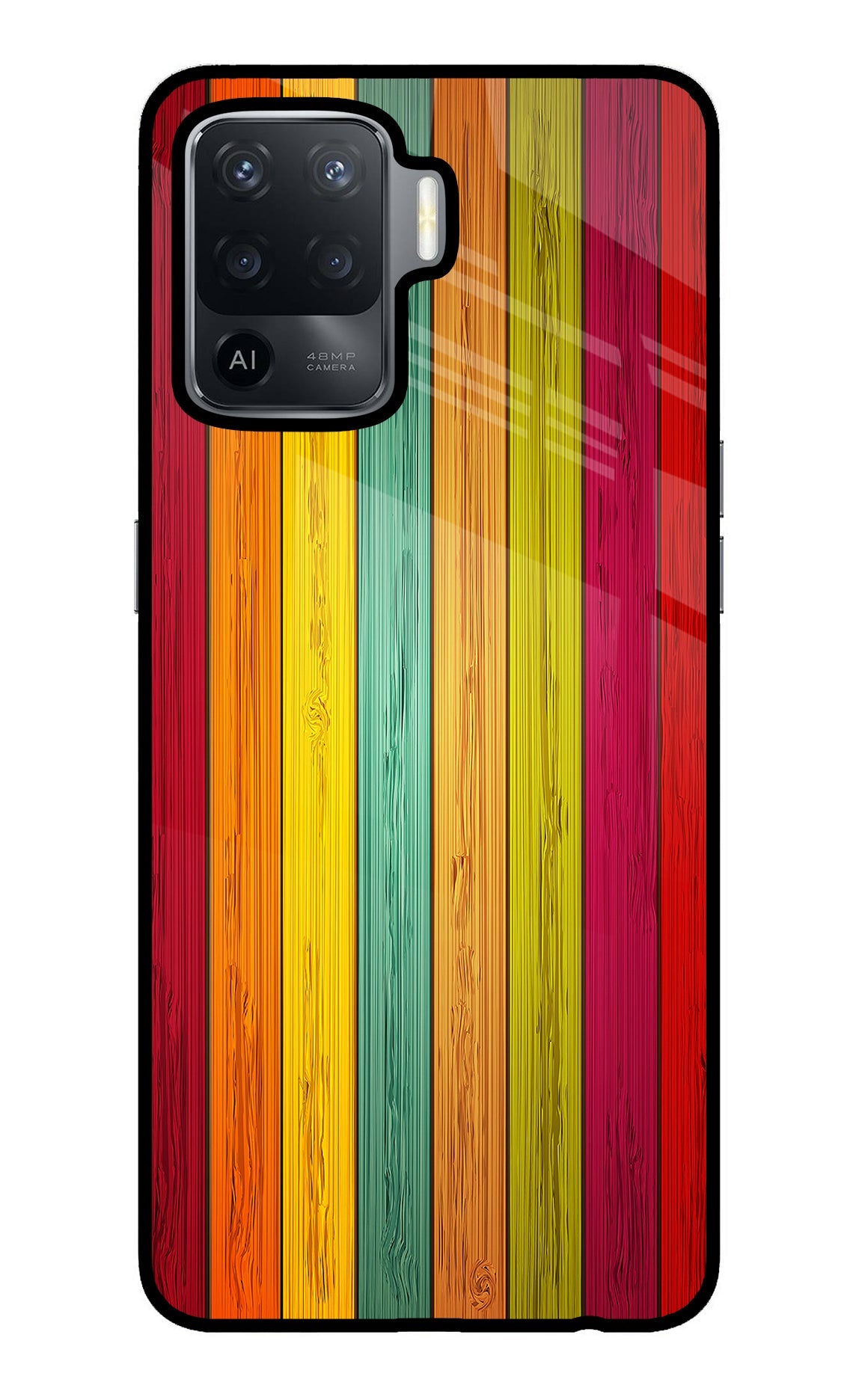 Multicolor Wooden Oppo F19 Pro Back Cover