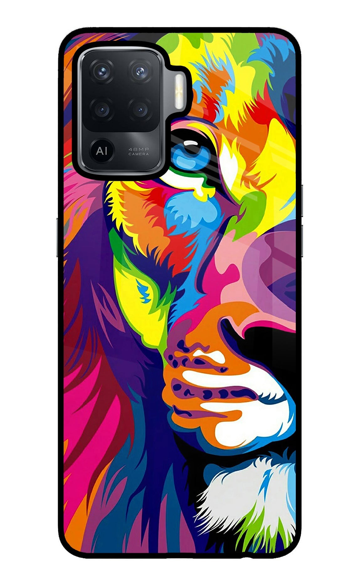 Lion Half Face Oppo F19 Pro Glass Case