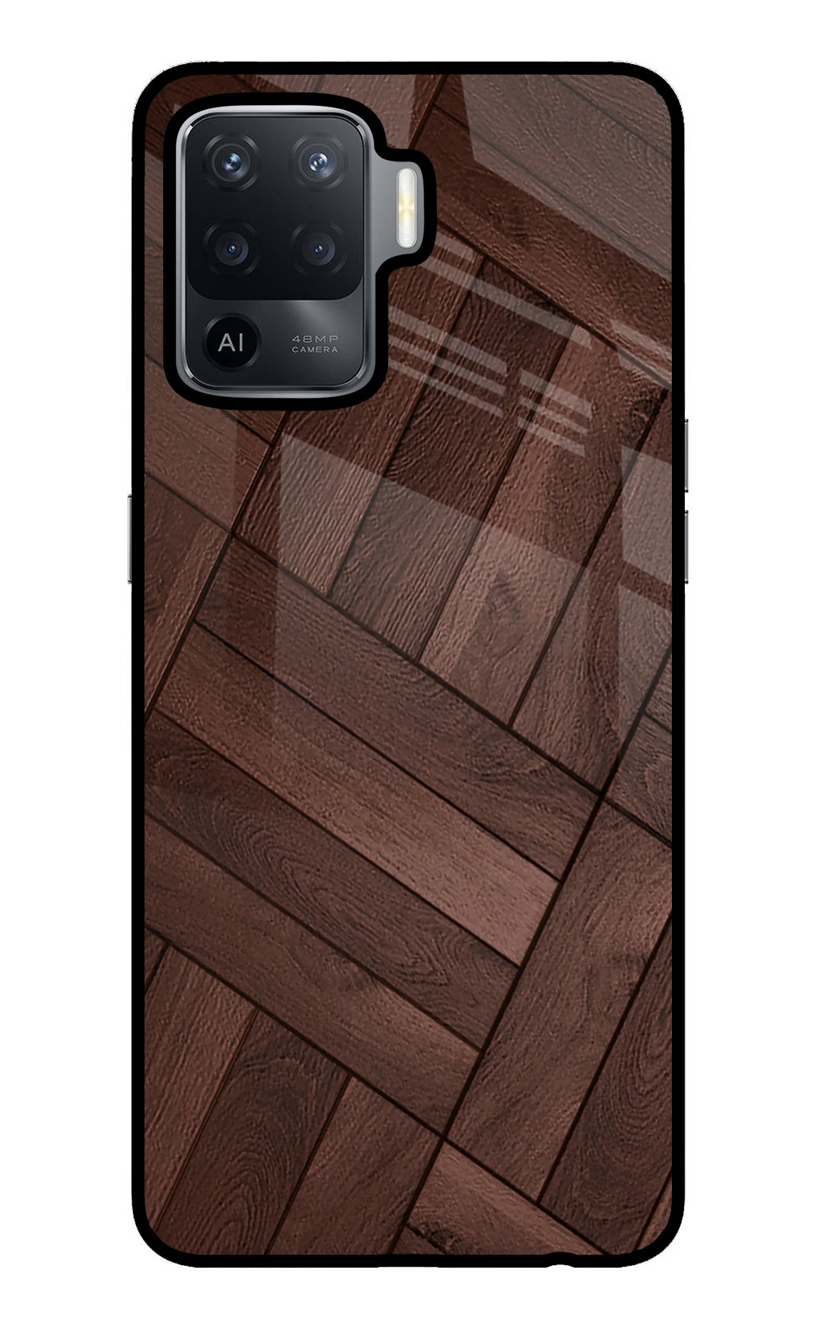 Wooden Texture Design Oppo F19 Pro Glass Case