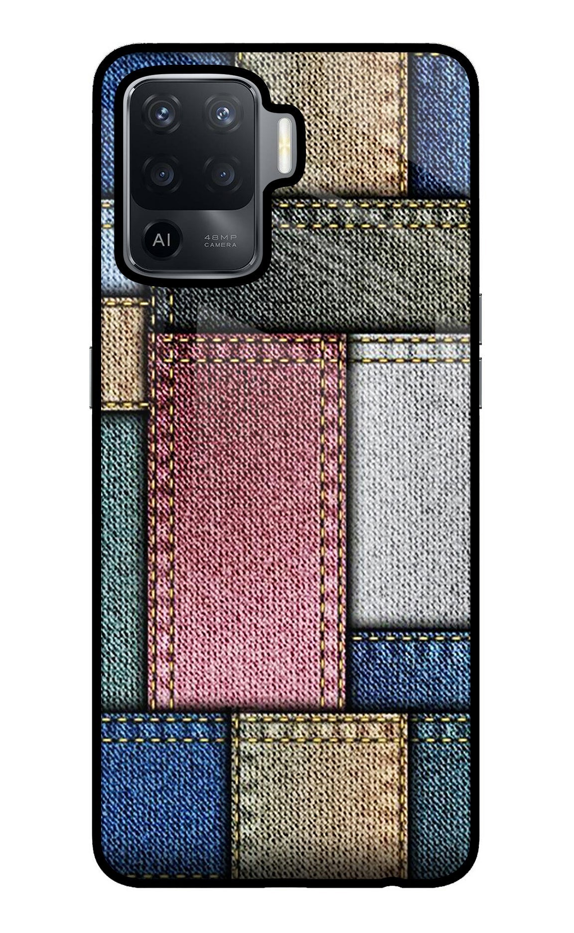 Multicolor Jeans Oppo F19 Pro Glass Case