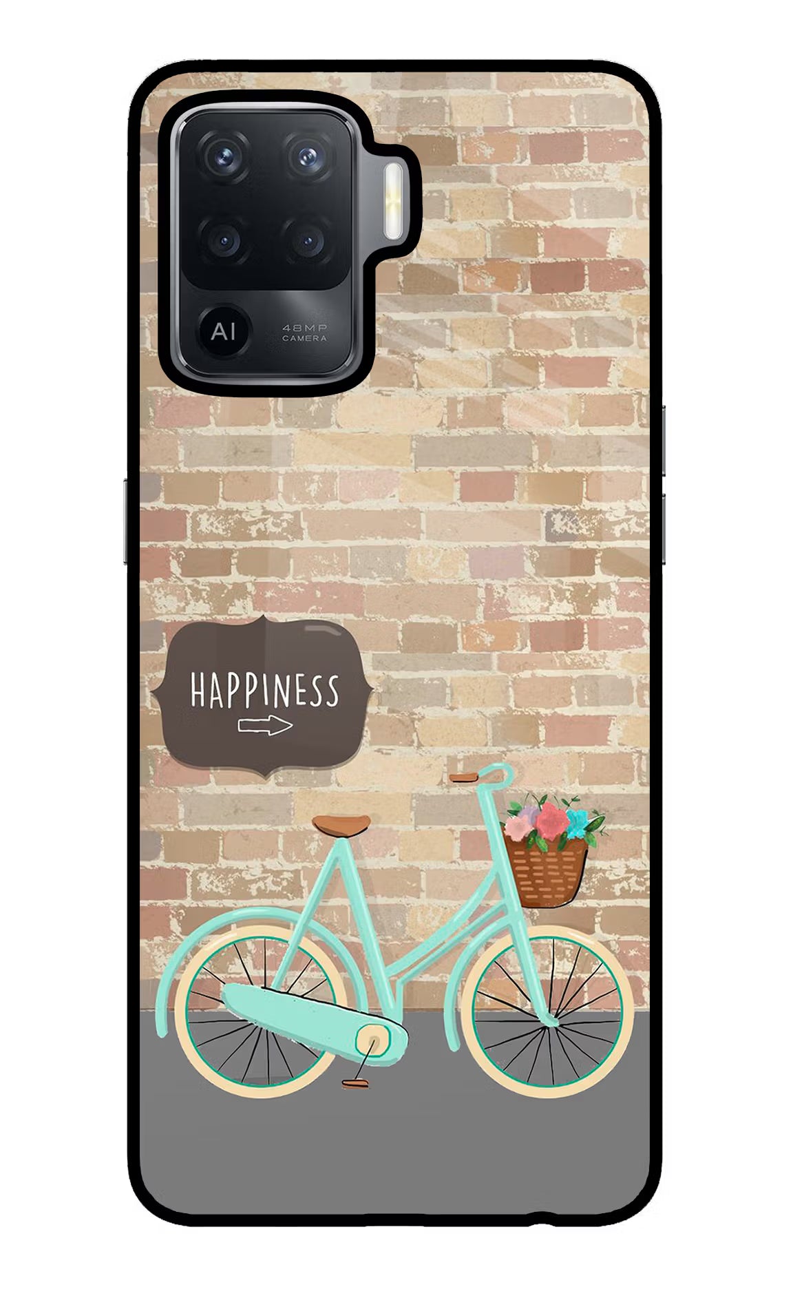 Happiness Artwork Oppo F19 Pro Glass Case Back Cover by Casekaro