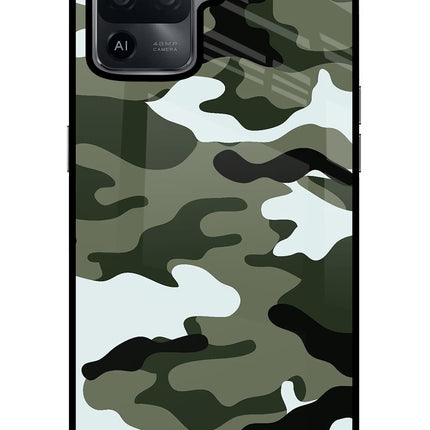 Camouflage Oppo F19 Pro Glass Case Back Cover by Casekaro