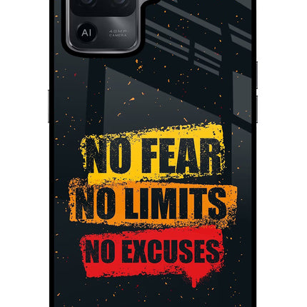 No Fear No Limits No Excuse Oppo F19 Pro Glass Case Back Cover by Casekaro