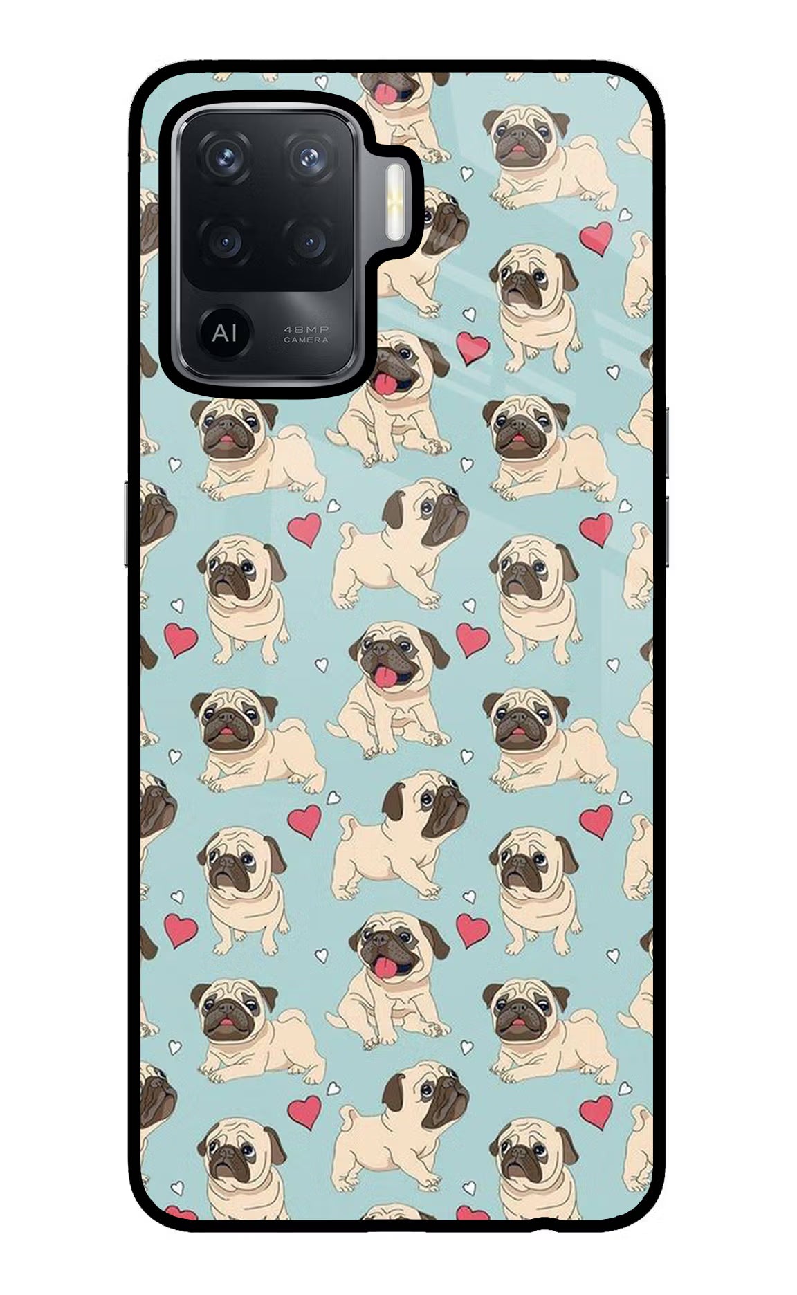 Pug Dog Oppo F19 Pro Glass Case Back Cover by Casekaro