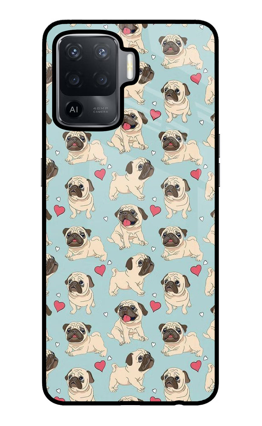 Pug Dog Oppo F19 Pro Back Cover, Glass case