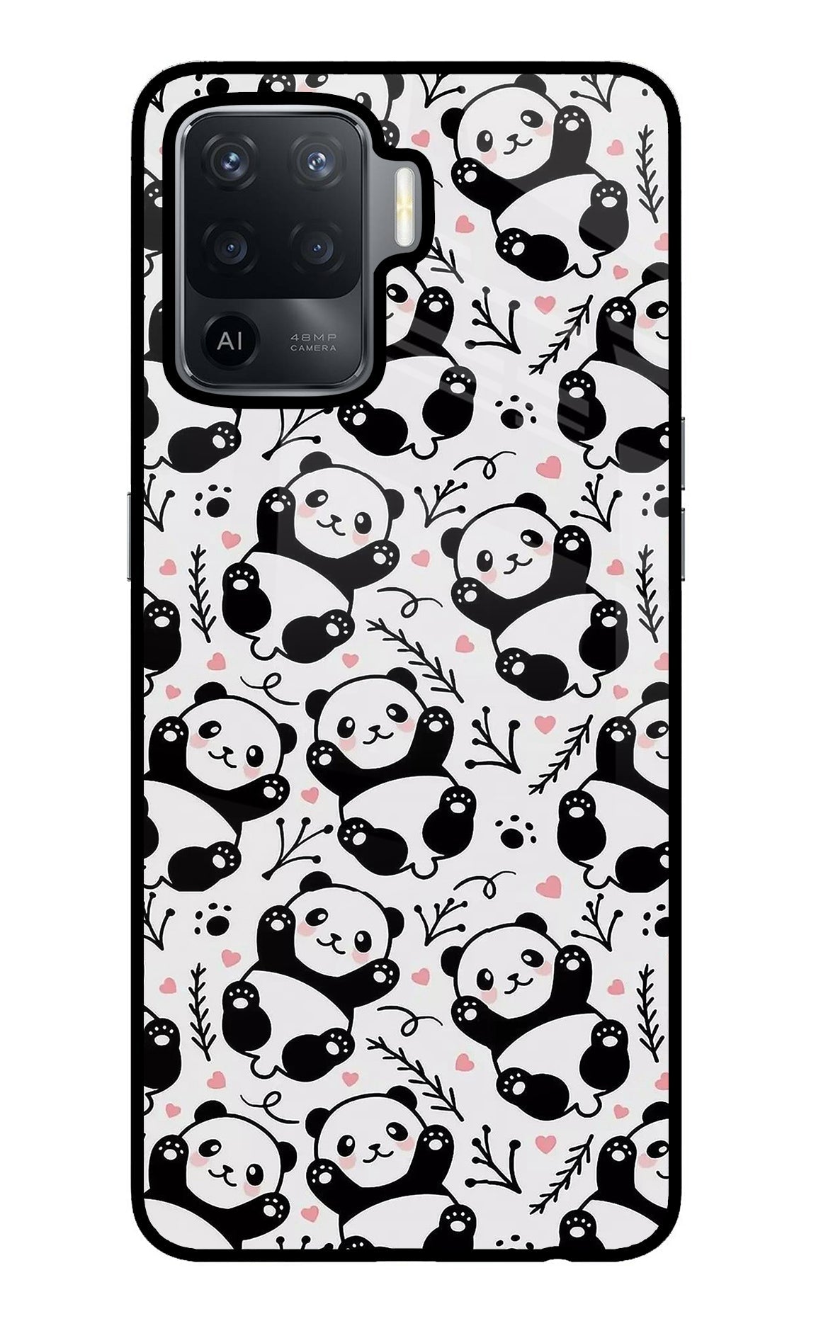 Cute Panda Oppo F19 Pro Glass Case