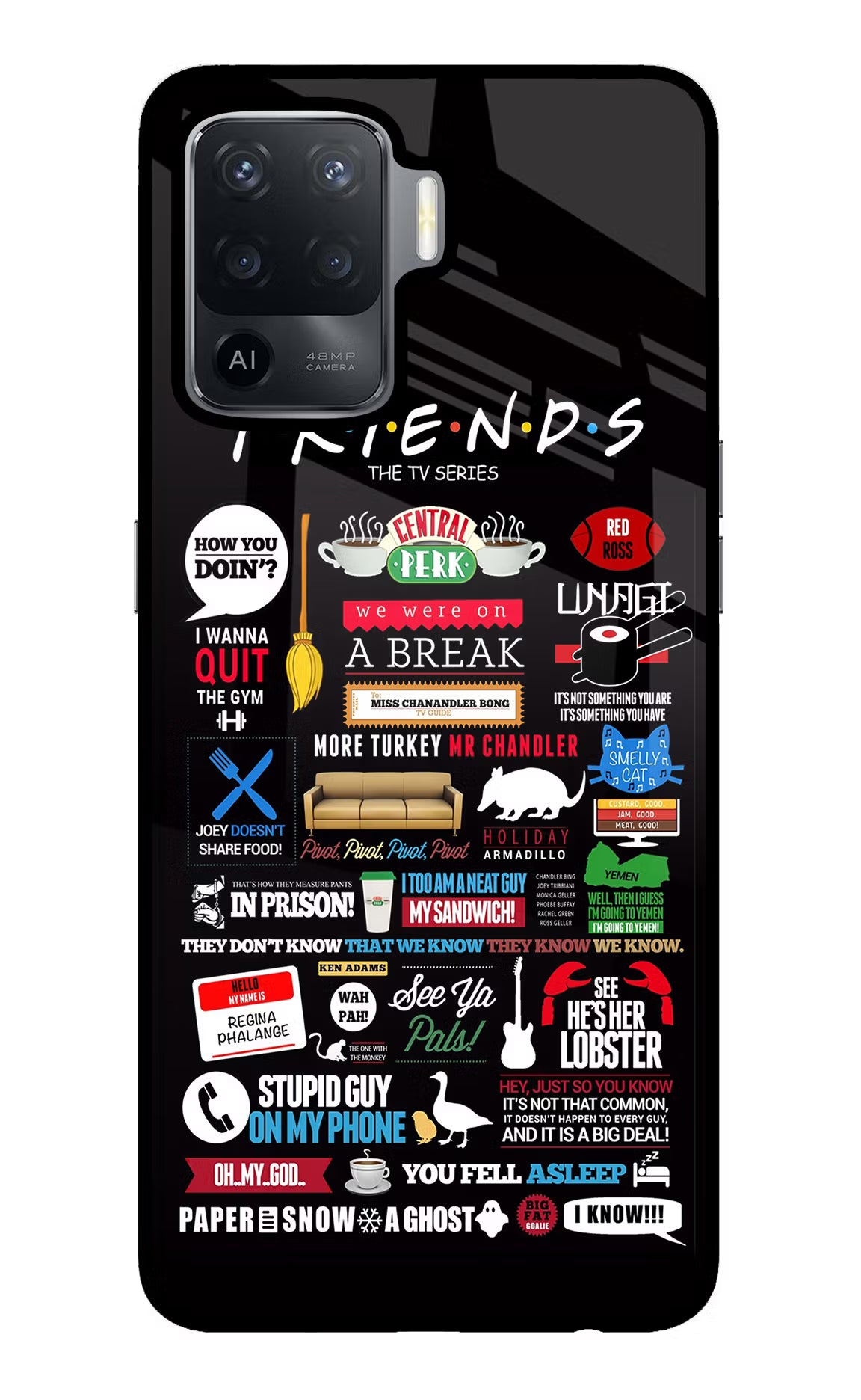 FRIENDS Oppo F19 Pro Glass Case Back Cover by Casekaro