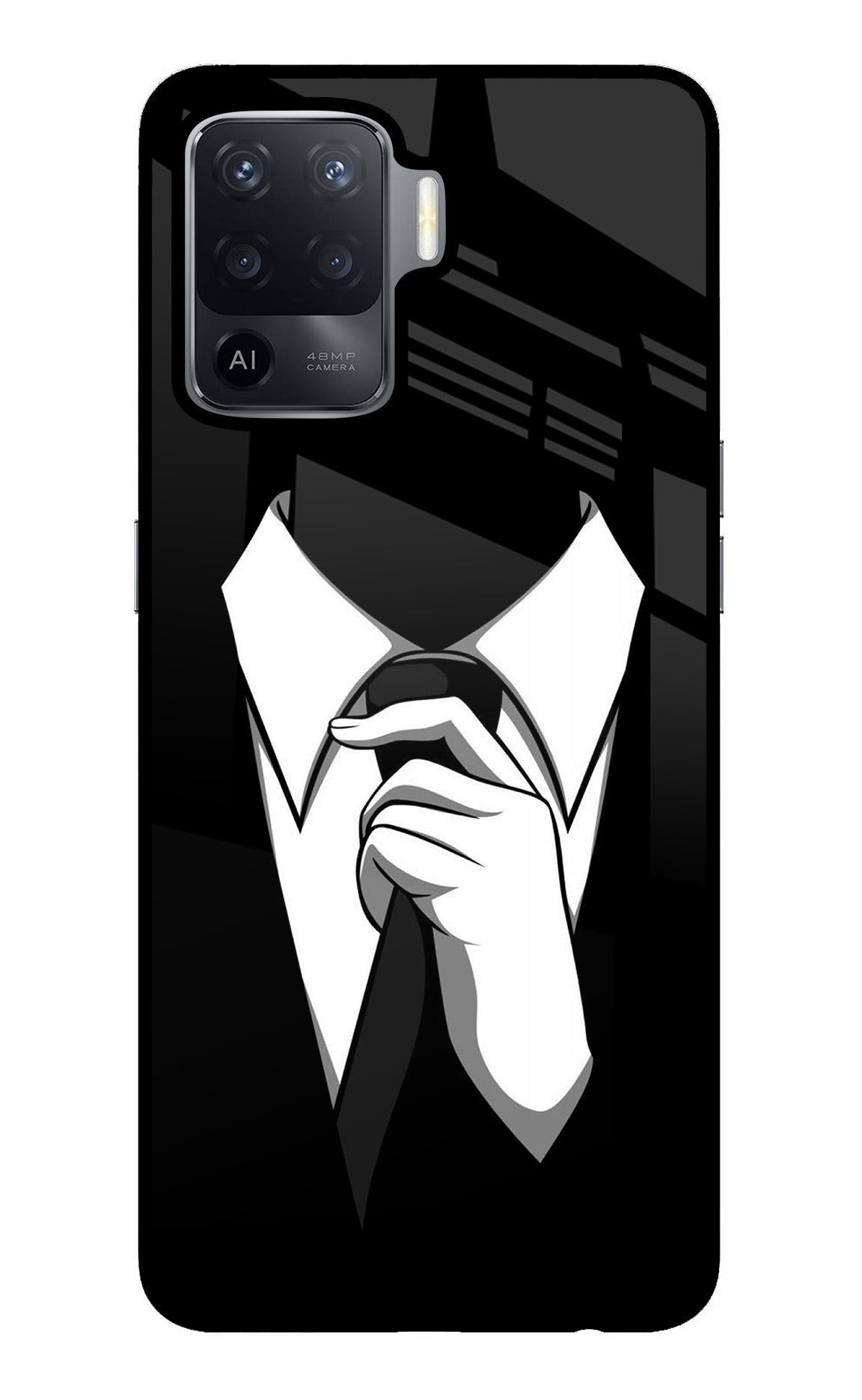 Black Tie Oppo F19 Pro Back Cover