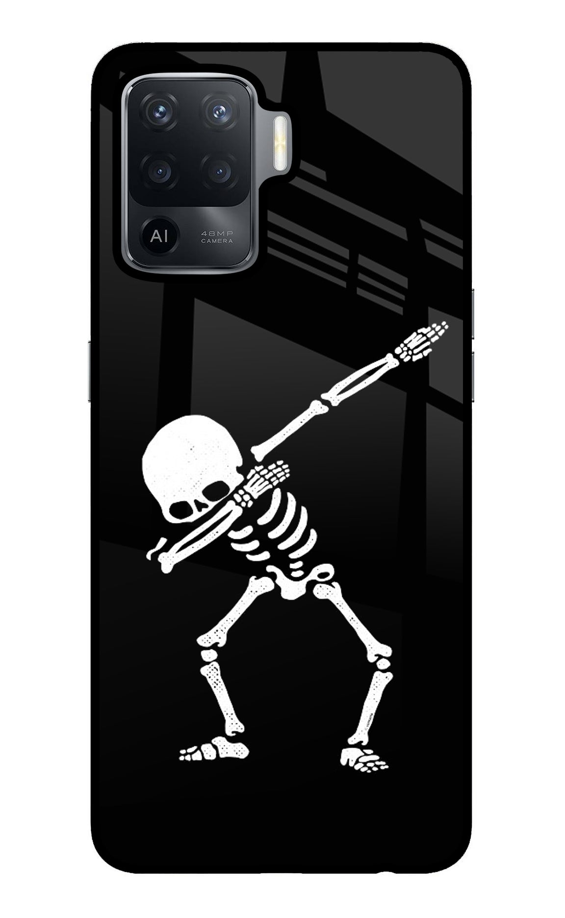 Dabbing Skeleton Art Oppo F19 Pro Glass Case