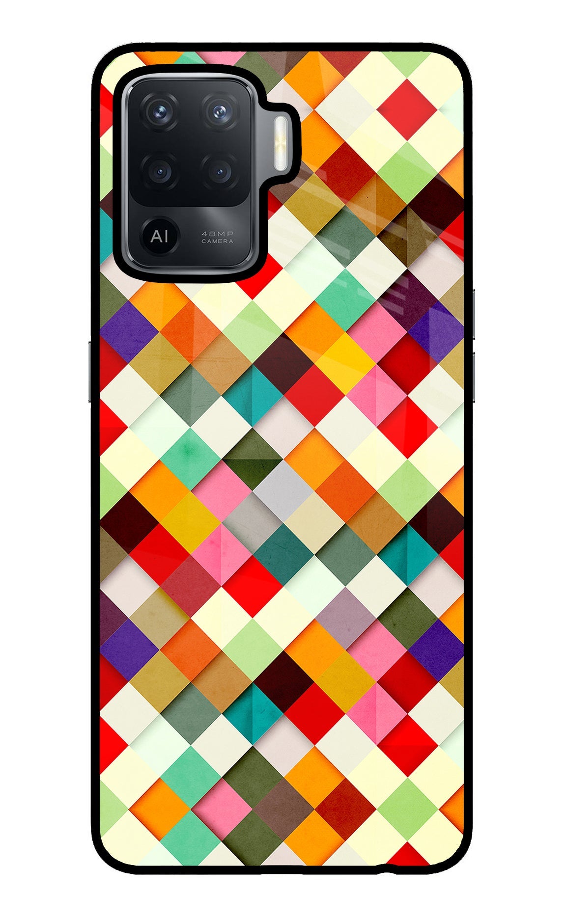Geometric Abstract Colorful Oppo F19 Pro Glass Case