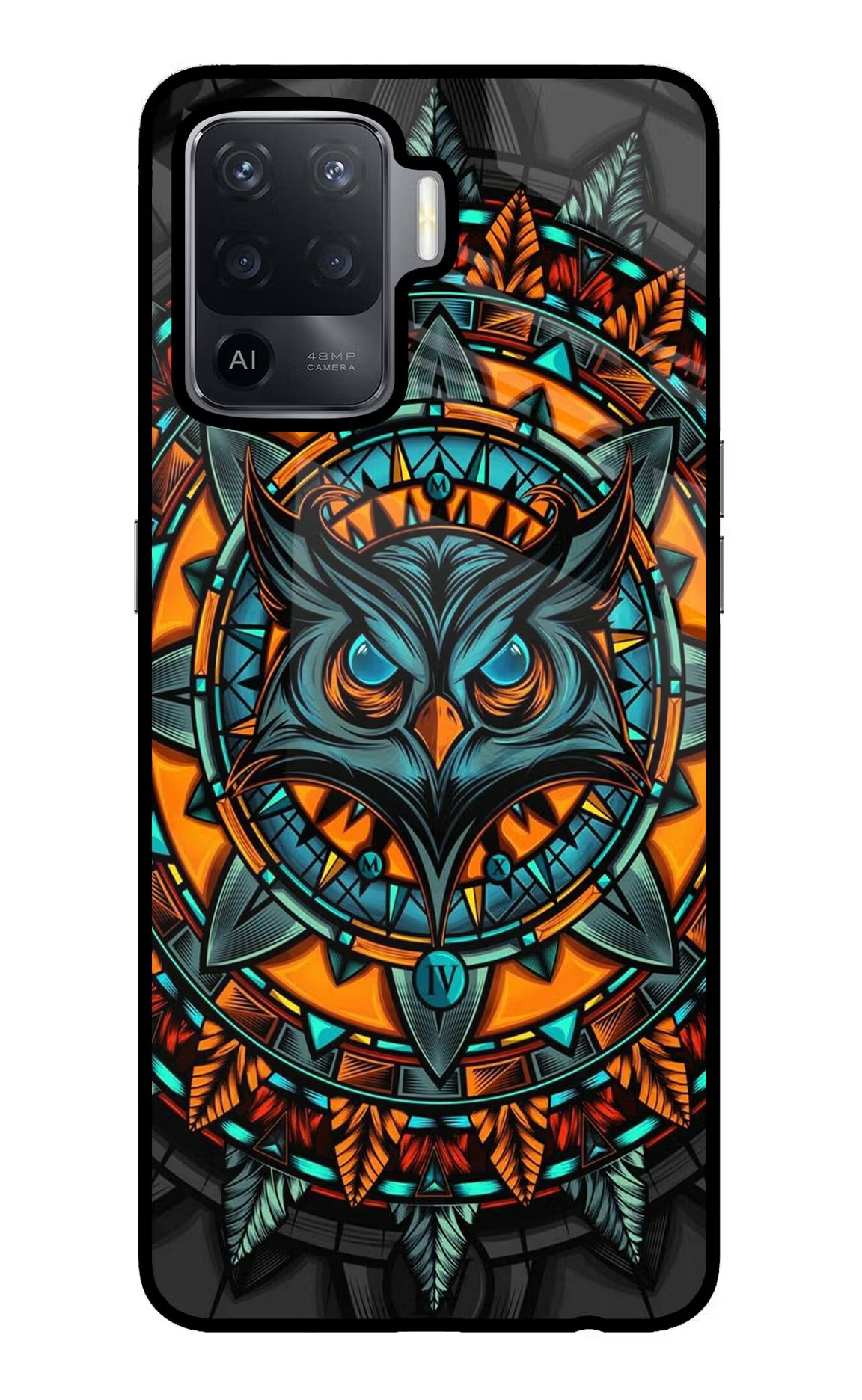 Angry Owl Art Oppo F19 Pro Glass Case Back Cover by Casekaro