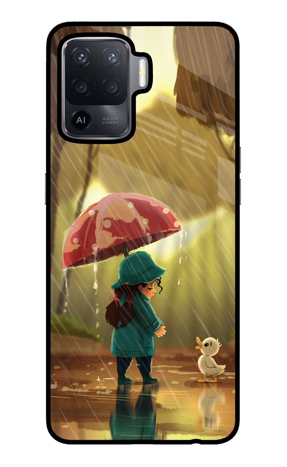 Rainy Day Oppo F19 Pro Glass Case Back Cover by Casekaro
