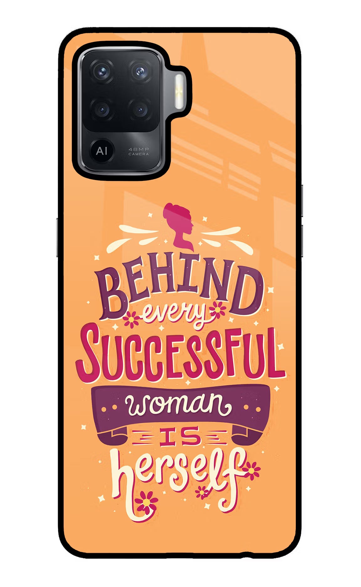 Behind Every Successful Woman There Is Herself Oppo F19 Pro Glass Case Back Cover by Casekaro