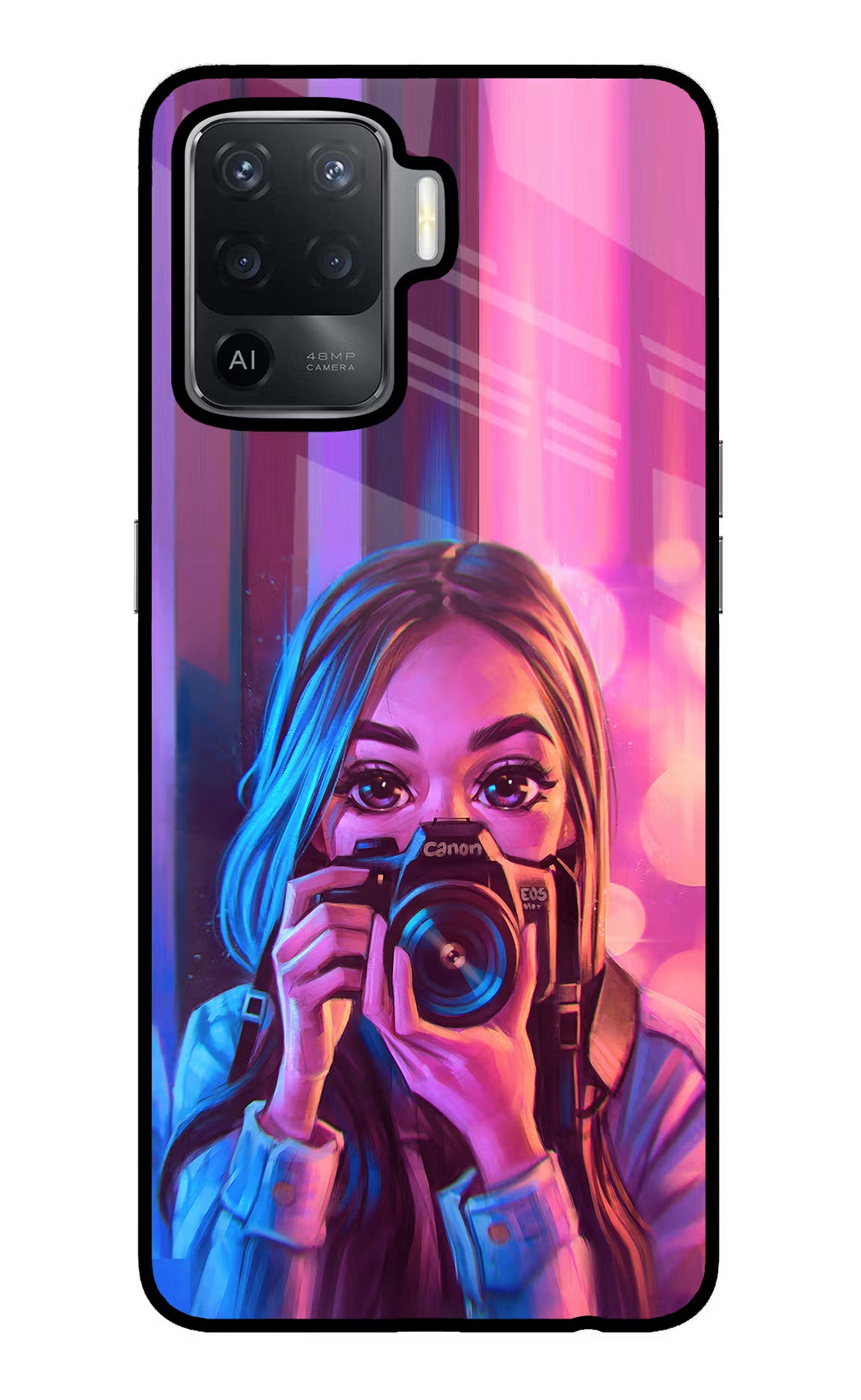 Girl Photographer Oppo F19 Pro Glass Case Back Cover by Casekaro