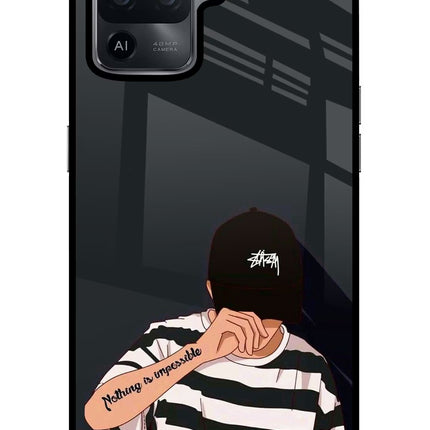 Aesthetic Boy Oppo F19 Pro Glass Case Back Cover by Casekaro