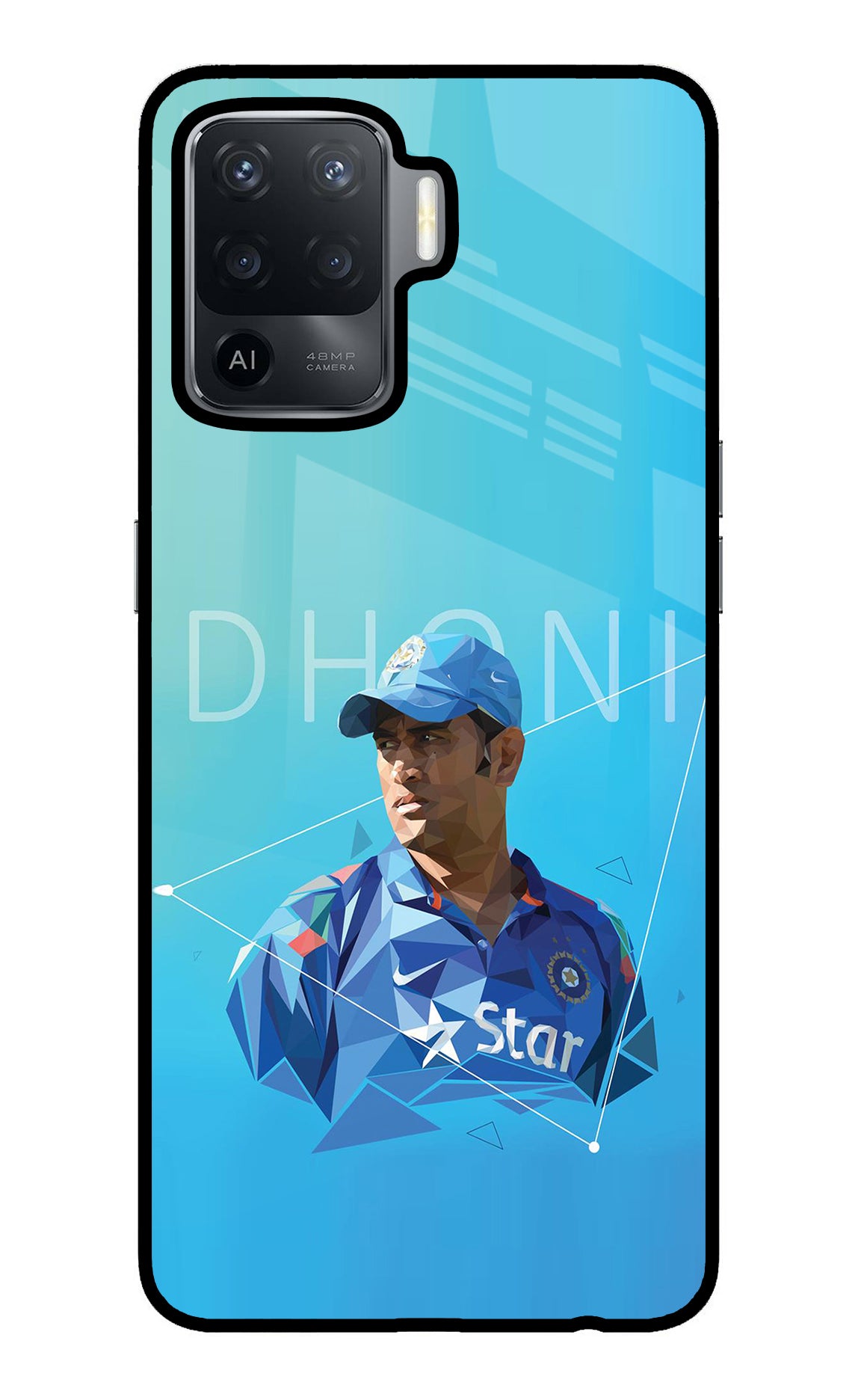 Dhoni Artwork Oppo F19 Pro Glass Case