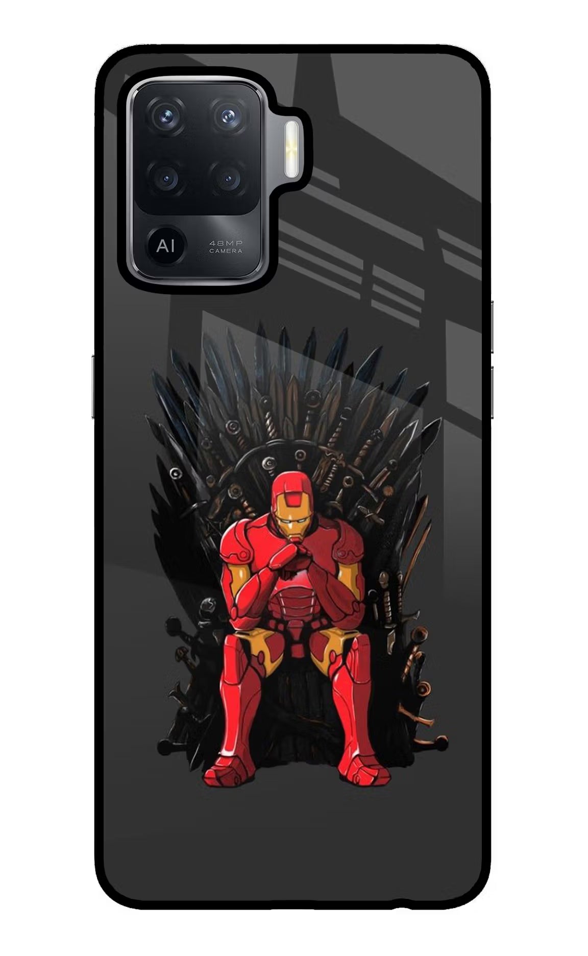 Ironman Throne Oppo F19 Pro Glass Case Back Cover by Casekaro
