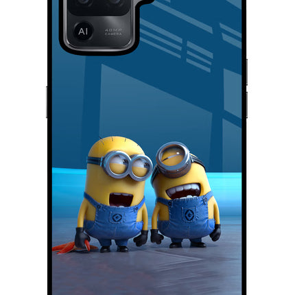 Minion Laughing Oppo F19 Pro Glass Case Back Cover by Casekaro