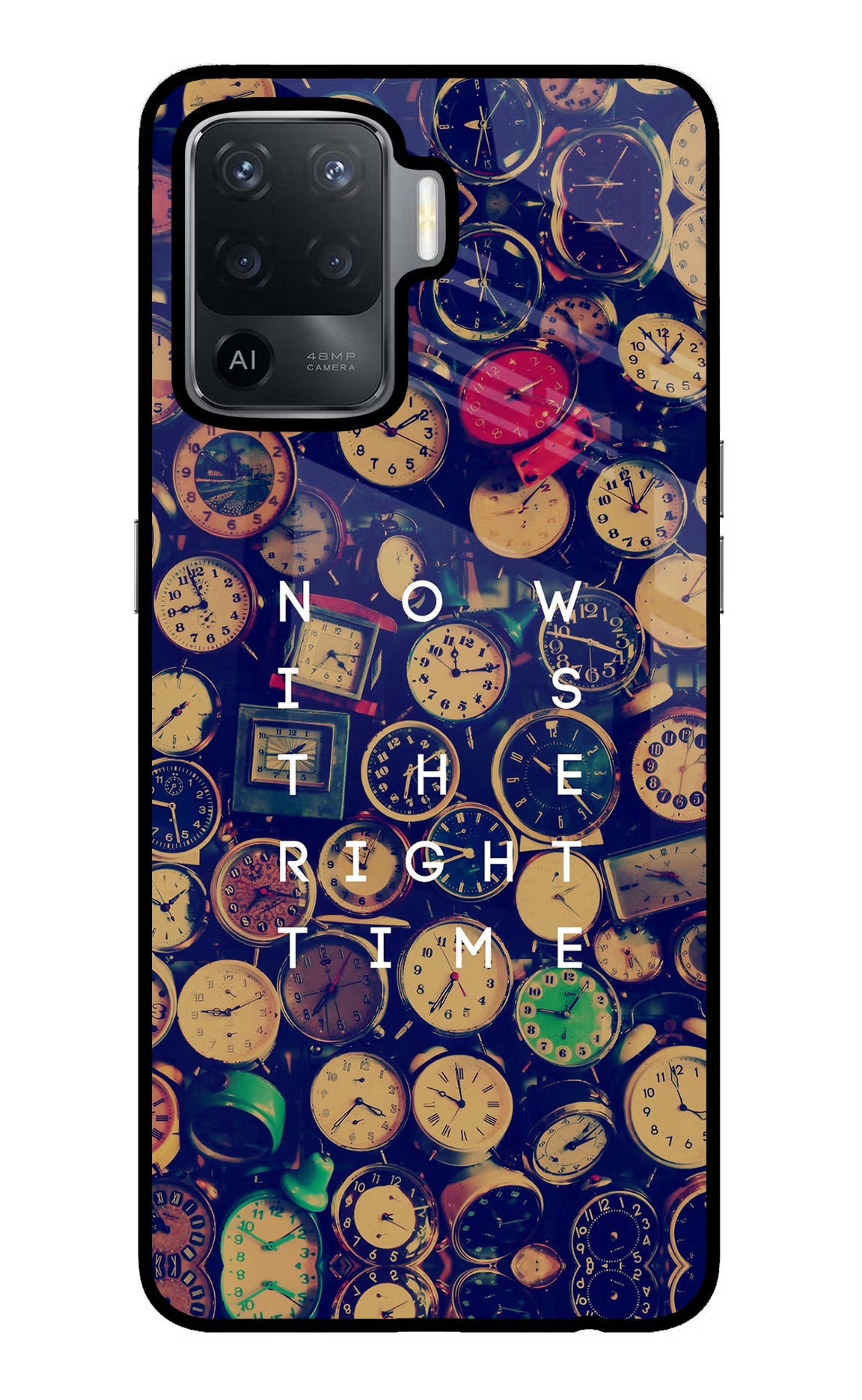 Now is the Right Time Quote Oppo F19 Pro Glass Case Back Cover by Casekaro