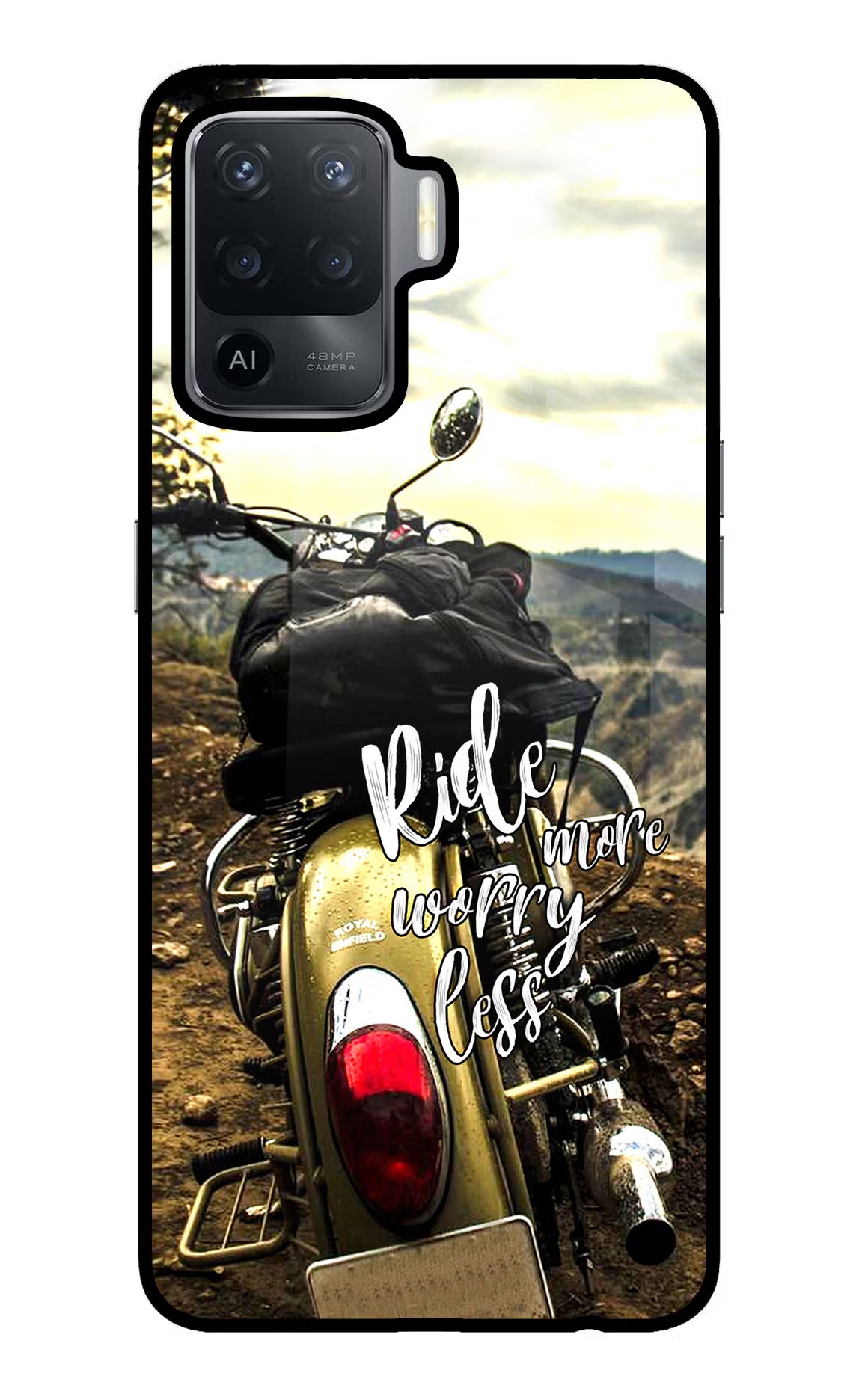 Ride More Worry Less Oppo F19 Pro Glass Case Back Cover by Casekaro