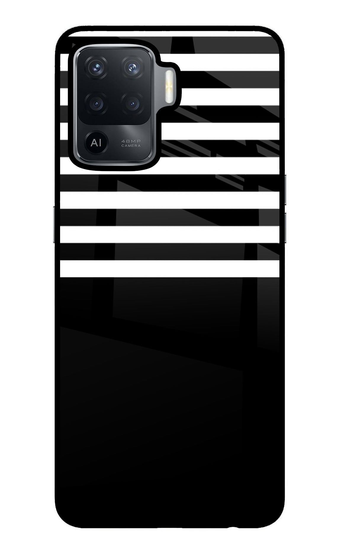 Black and White Print Oppo F19 Pro Back Cover