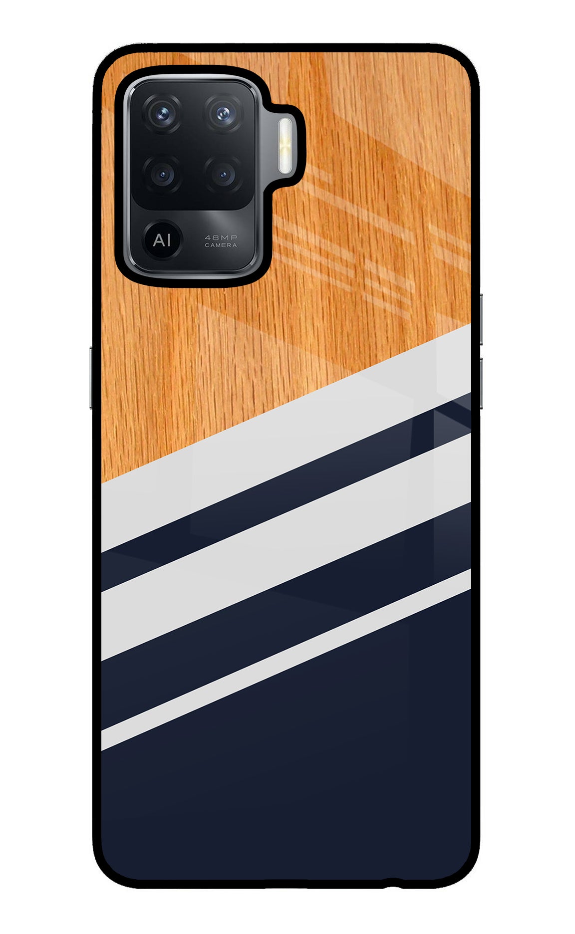 Blue and white wooden Oppo F19 Pro Back Cover