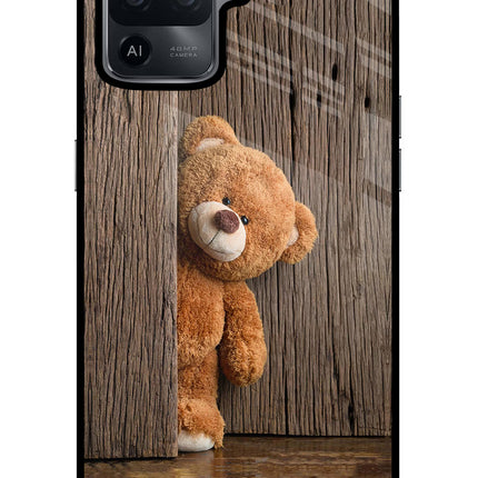 Teddy Wooden Oppo F19 Pro Glass Case Back Cover by Casekaro