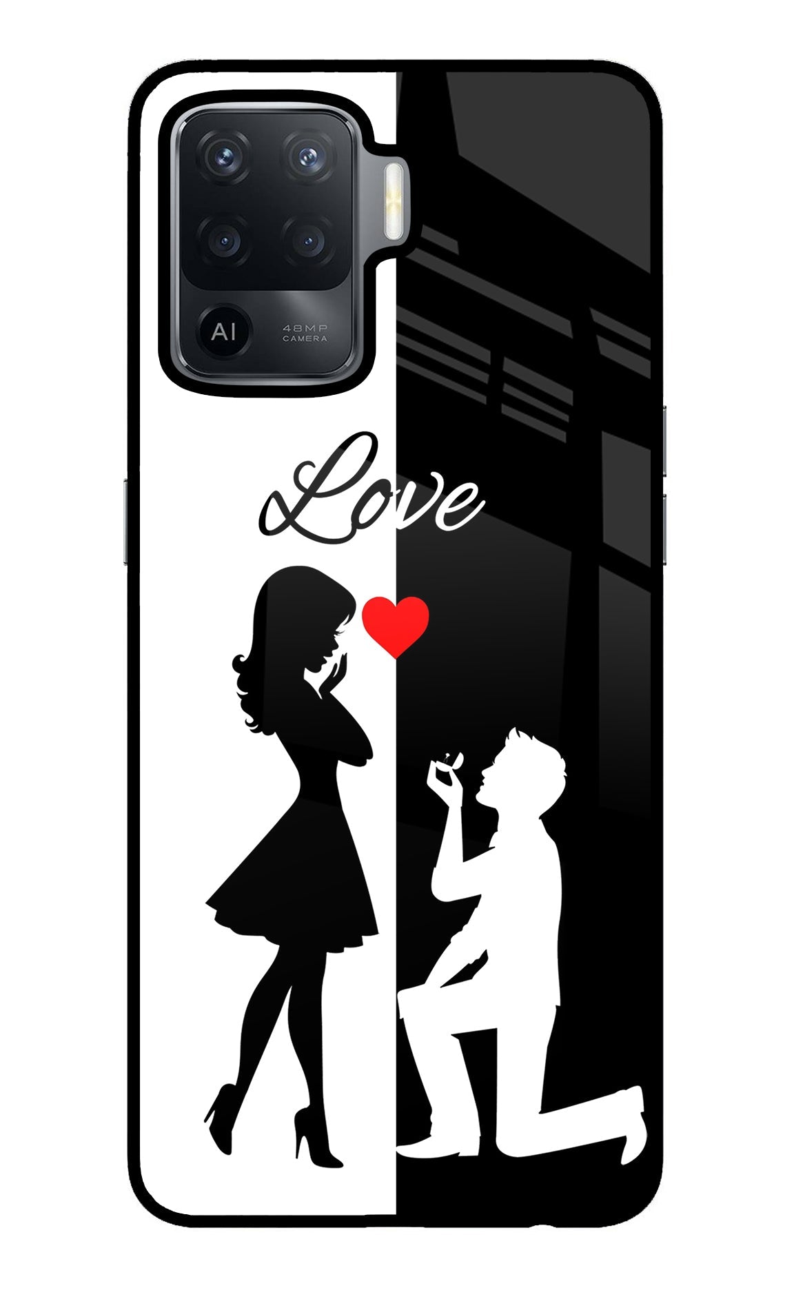 Love Propose Black And White Oppo F19 Pro Back Cover