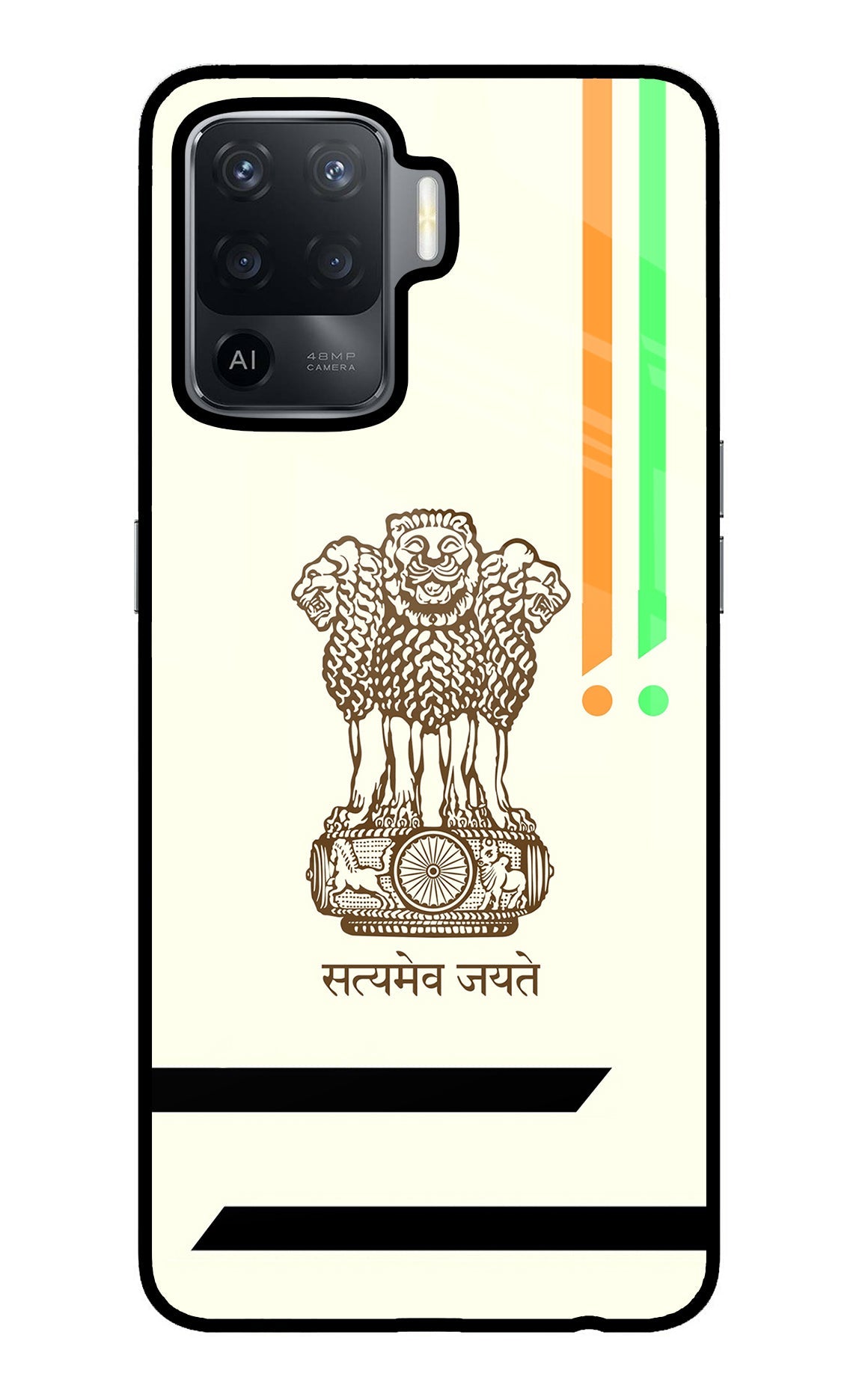 Satyamev Jayate Brown Logo Oppo F19 Pro Glass Case