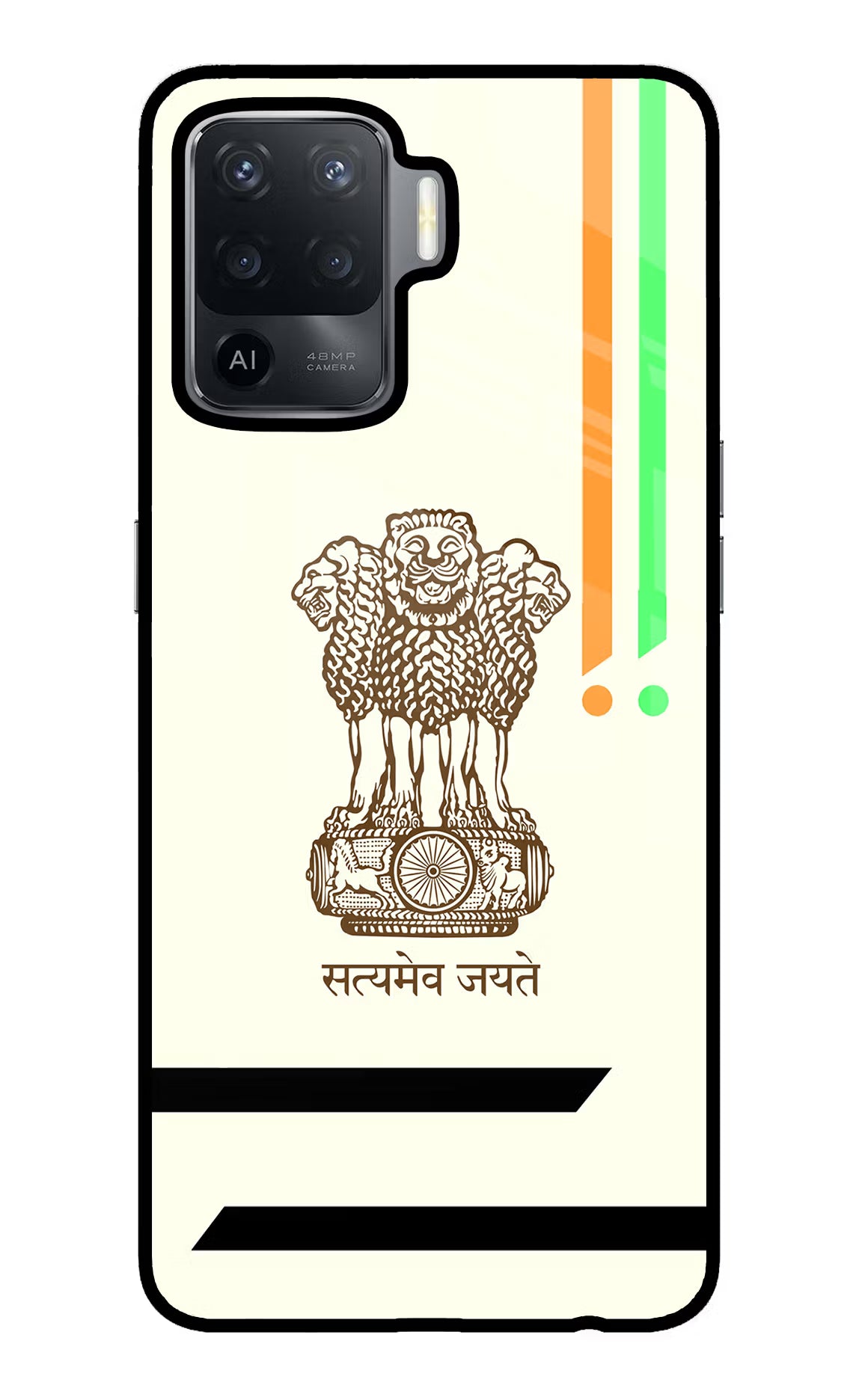 Satyamev Jayate Brown Logo Oppo F19 Pro Glass Case Back Cover by Casekaro