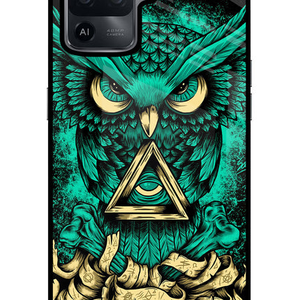 Green Owl Oppo F19 Pro Glass Case Back Cover by Casekaro
