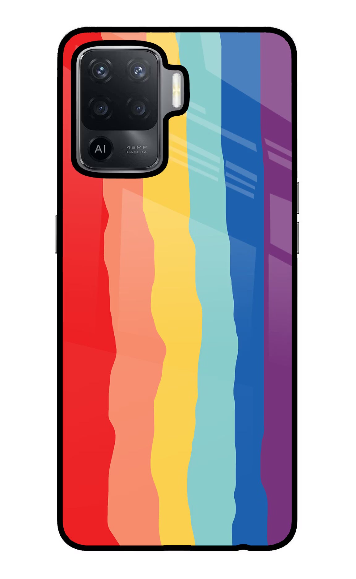 Rainbow Oppo F19 Pro Glass Case Back Cover by Casekaro