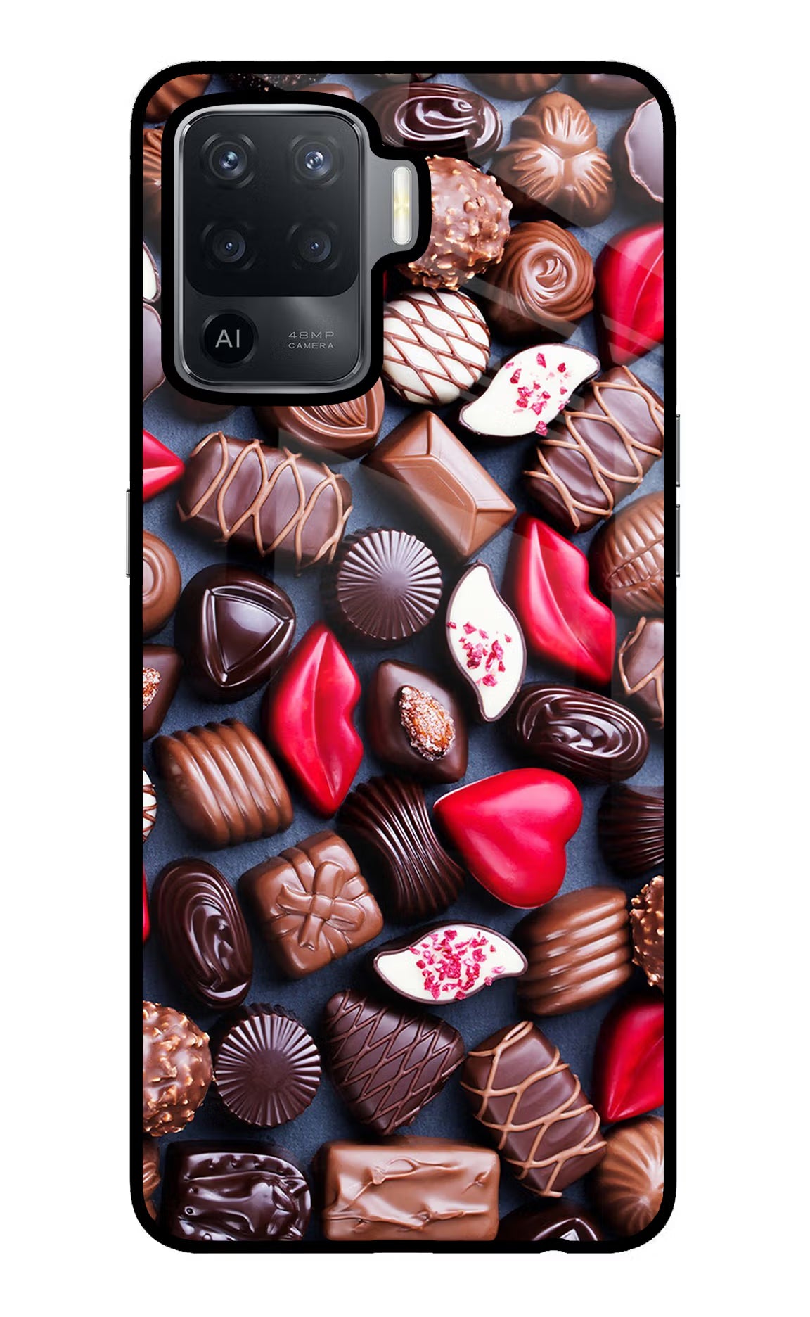 Chocolates Oppo F19 Pro Glass Case Back Cover by Casekaro