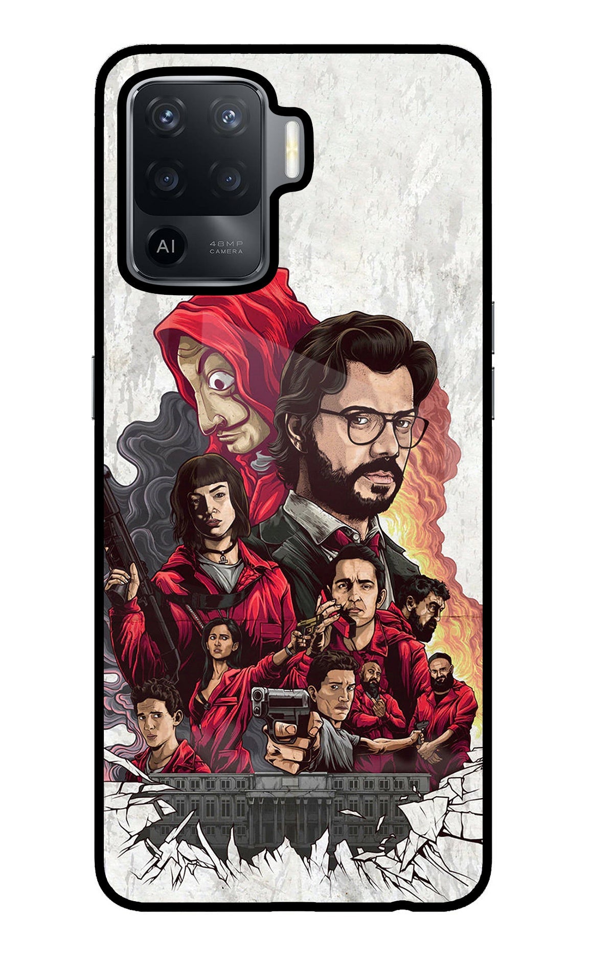 Money Heist Artwork Oppo F19 Pro Glass Case