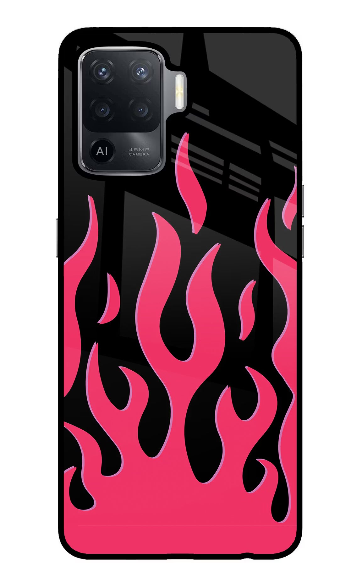 Fire Flames Oppo F19 Pro Glass Case Back Cover by Casekaro