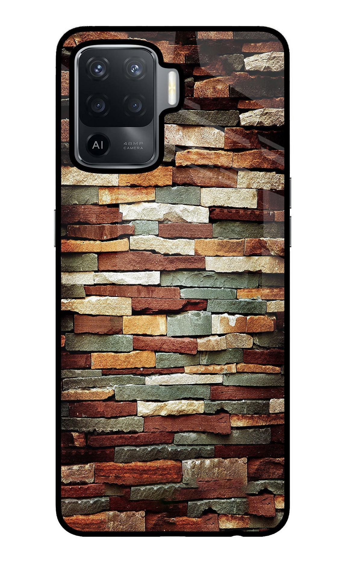 Bricks Pattern Oppo F19 Pro Glass Case