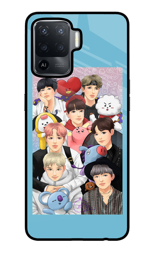 BTS with animals Oppo F19 Pro Glass Case