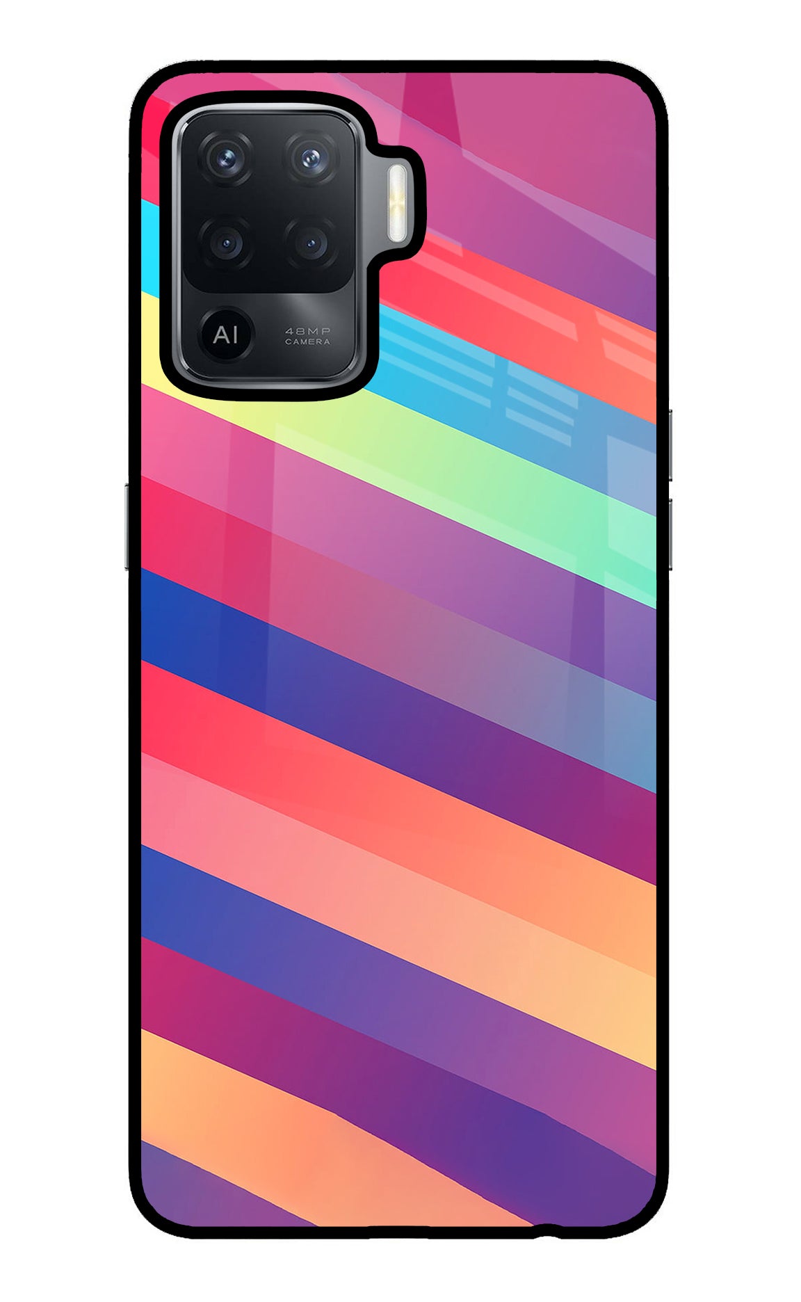 Stripes color Oppo F19 Pro Glass Case