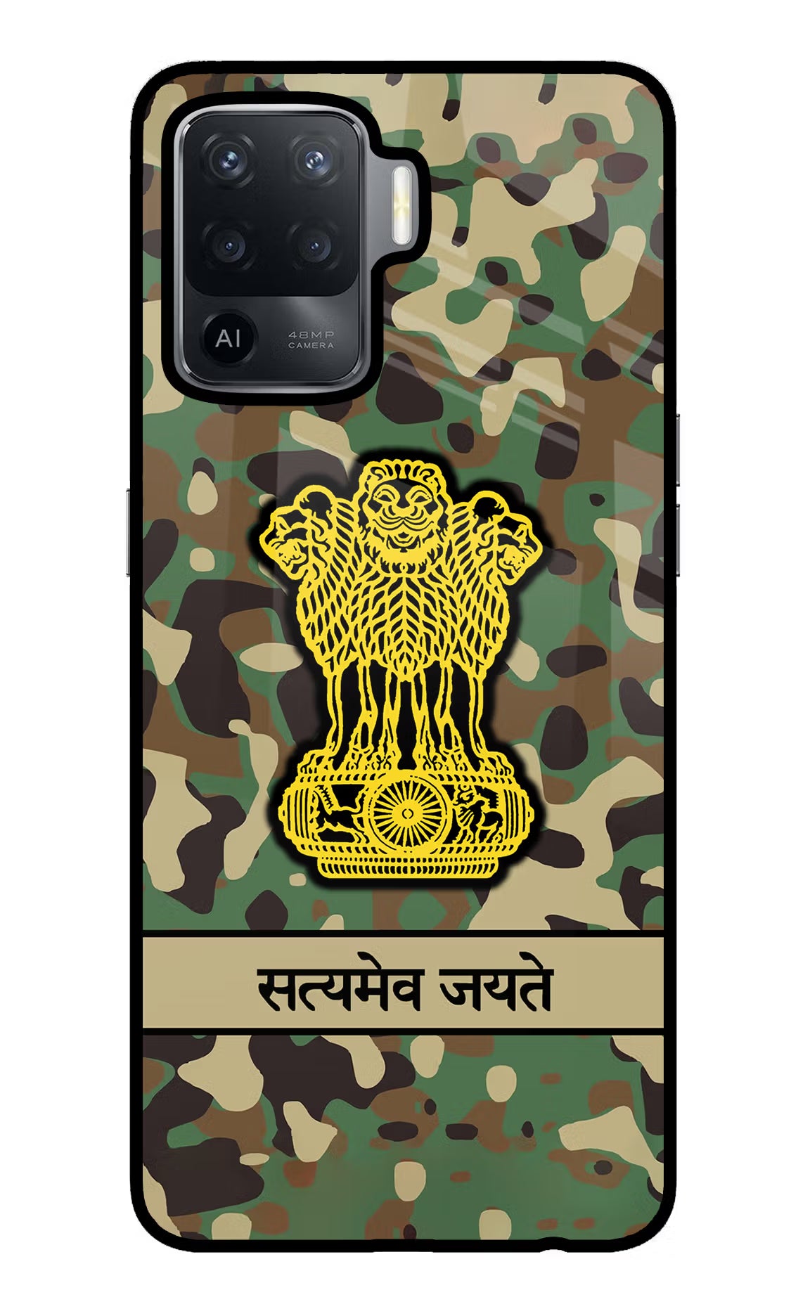 Satyamev Jayate Army Oppo F19 Pro Glass Case Back Cover by Casekaro