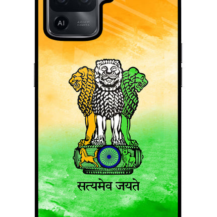 Satyamev Jayate Flag Oppo F19 Pro Glass Case Back Cover by Casekaro