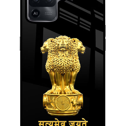 Satyamev Jayate Golden Oppo F19 Pro Glass Case