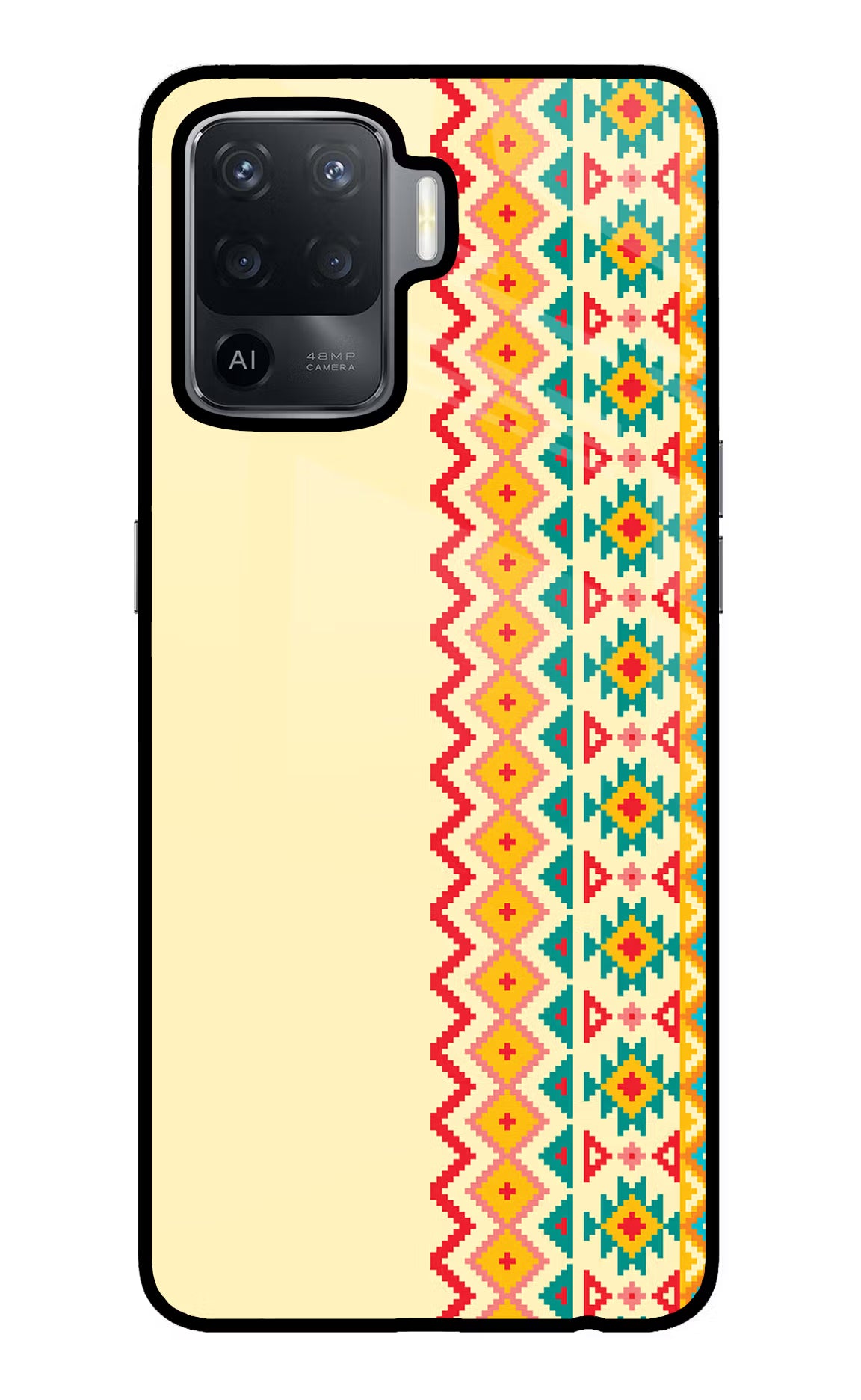Ethnic Seamless Oppo F19 Pro Glass Case Back Cover by Casekaro