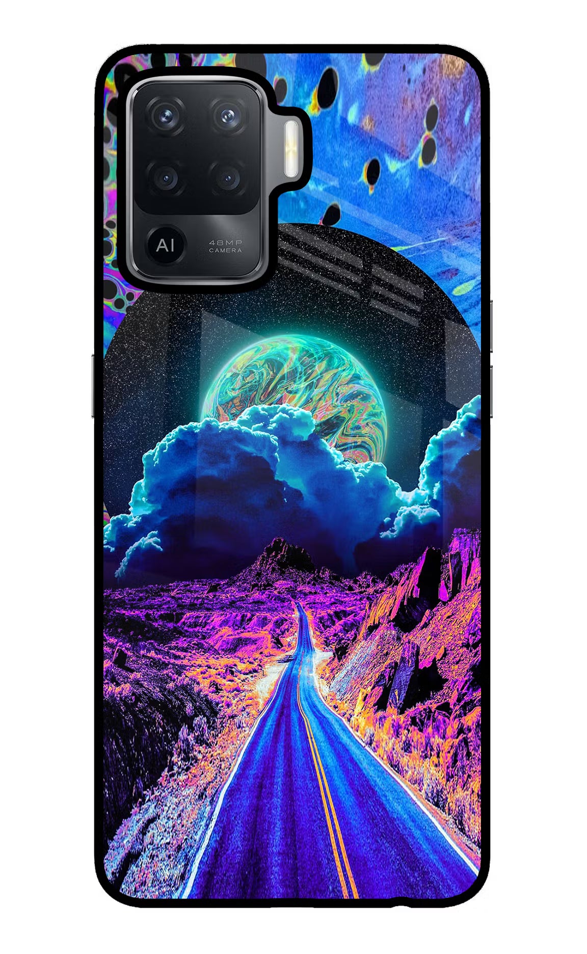 Psychedelic Painting Oppo F19 Pro Glass Case Back Cover by Casekaro