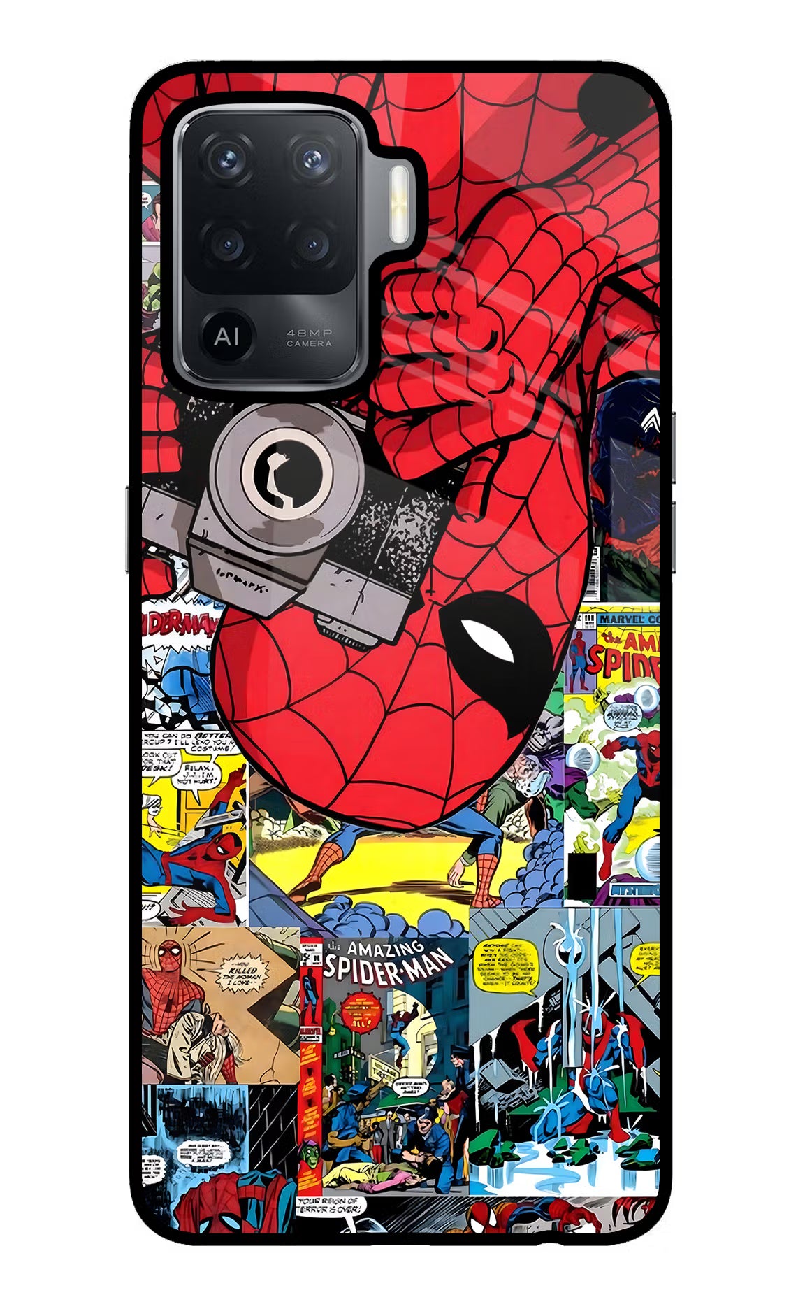 Spider Man Oppo F19 Pro Glass Case Back Cover by Casekaro
