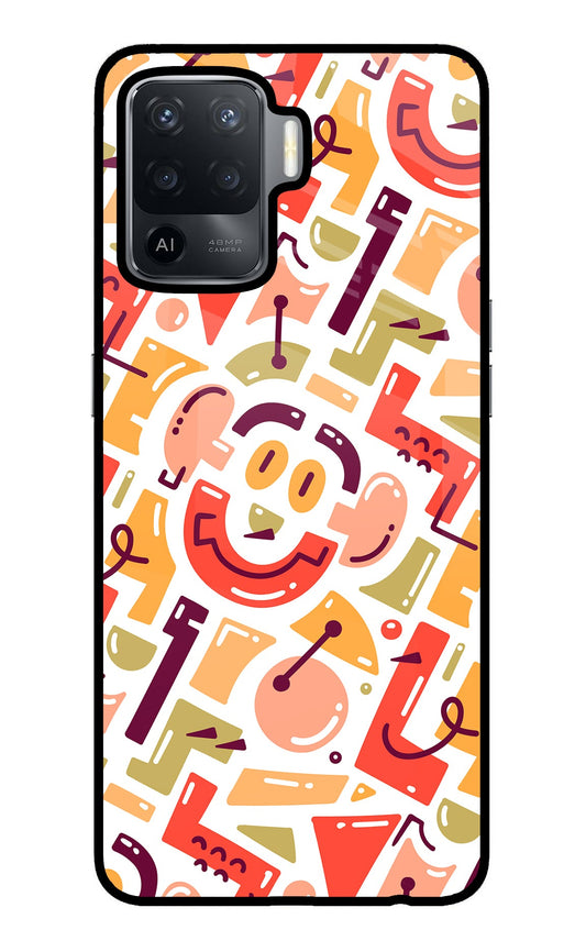 Doodle Pattern Oppo F19 Pro Glass Case