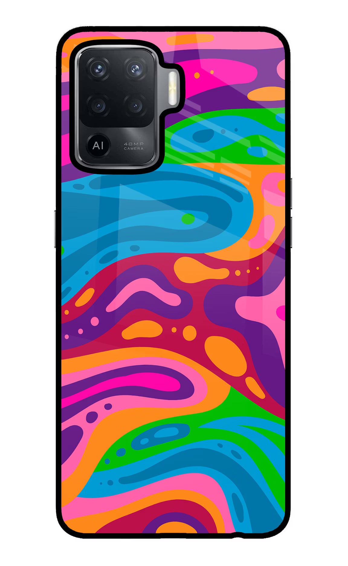 Trippy Pattern Oppo F19 Pro Glass Case Back Cover by Casekaro