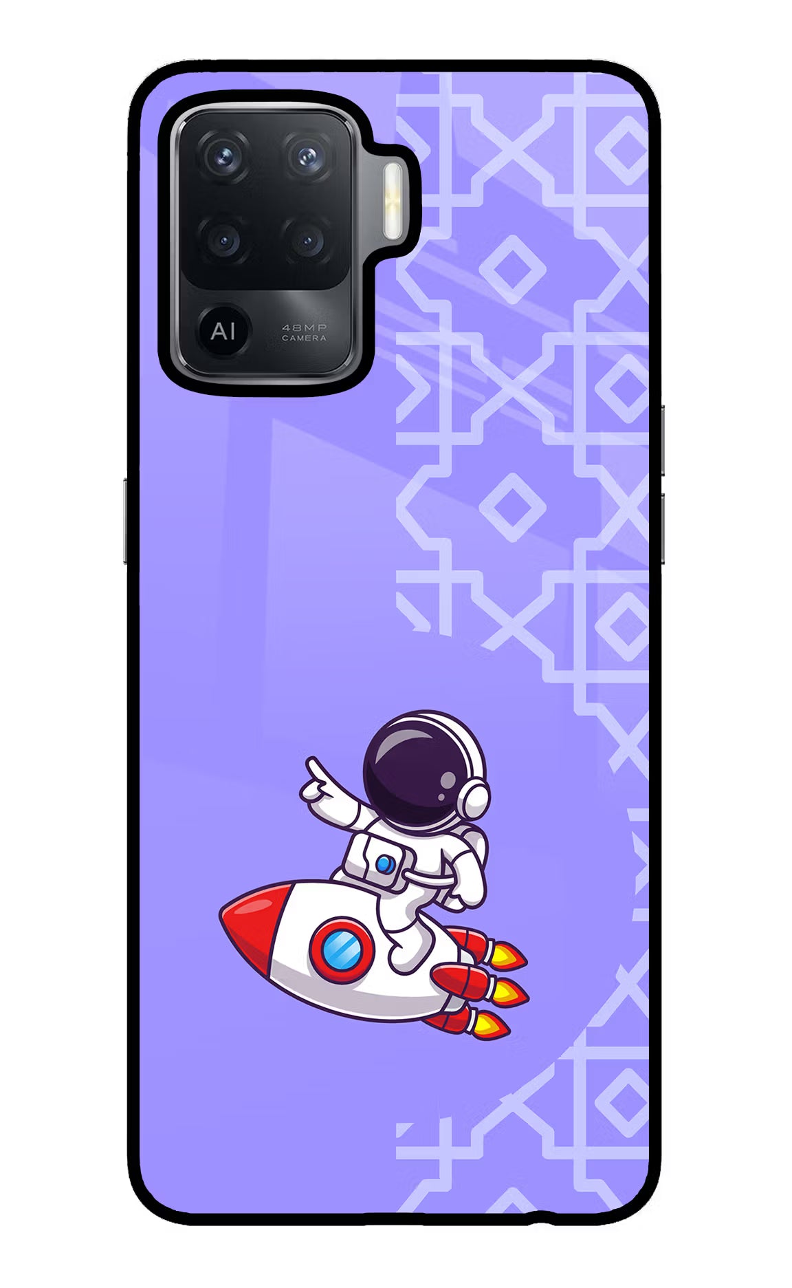 Cute Astronaut Oppo F19 Pro Glass Case Back Cover by Casekaro