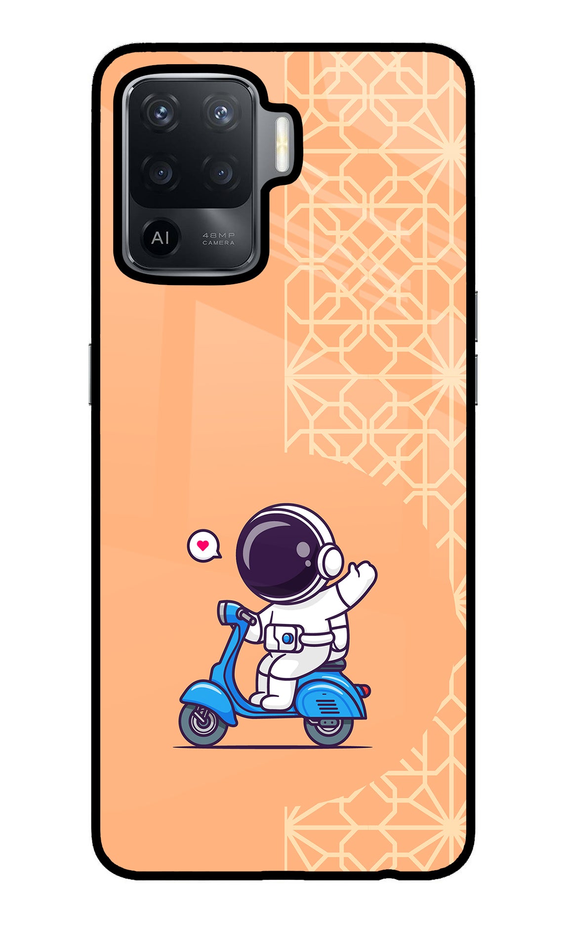 Cute Astronaut Riding Oppo F19 Pro Glass Case